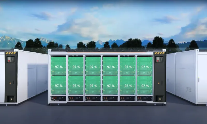 Open containerized battery storage unit by Vaayum Energy