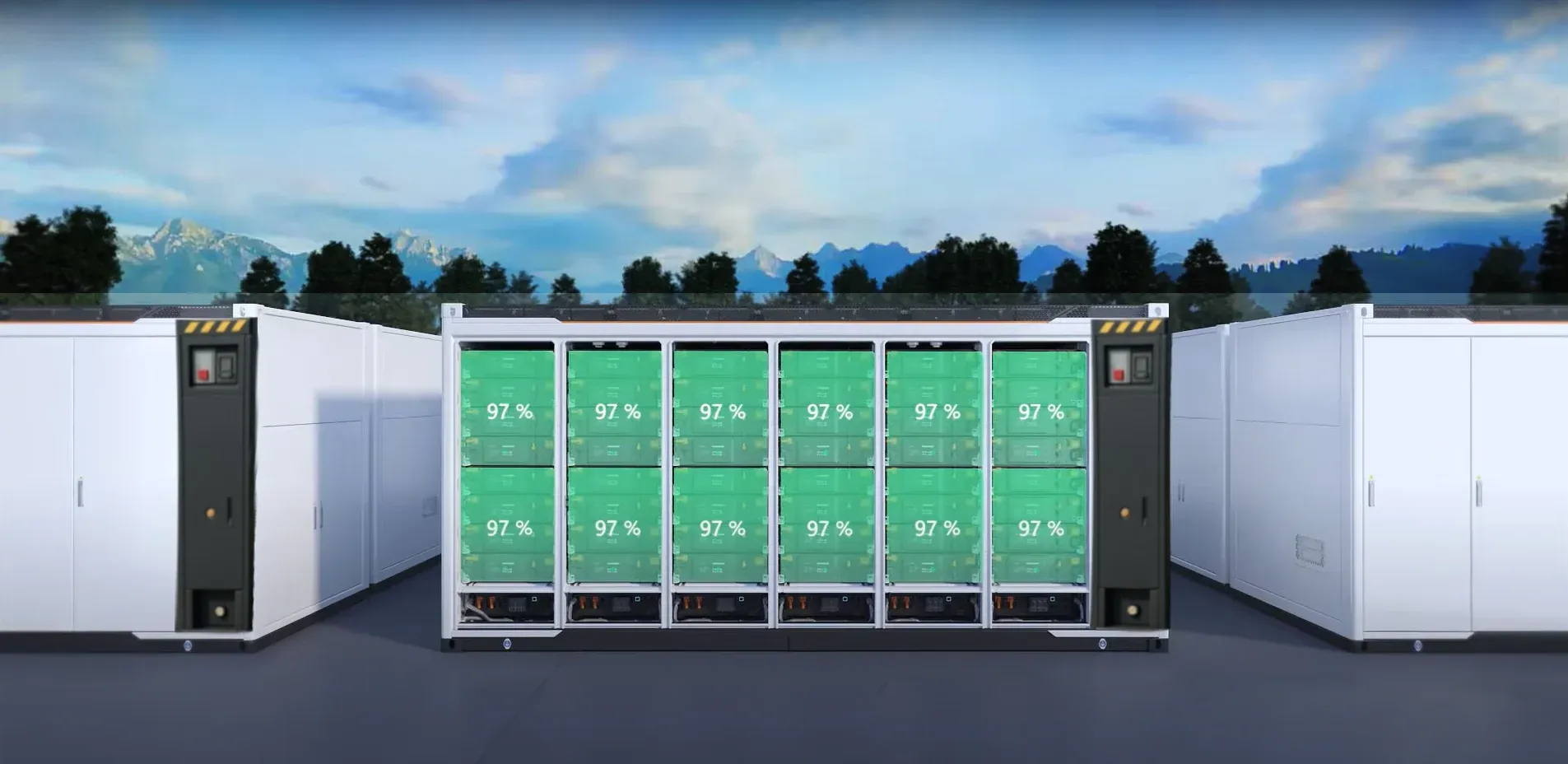 Vaayum Energy containerised LFP battery energy storage unit — open view